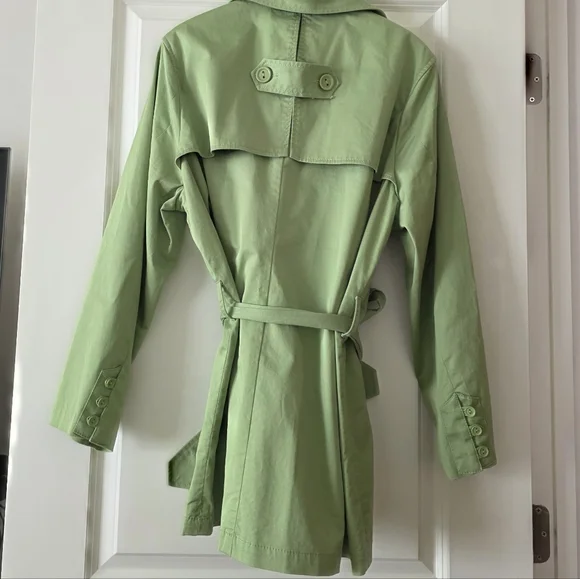 SOLD Y2k New Directions Trench Coat Preppy Cottage Core Womens 1x Light Lime - Picture 3 of 7